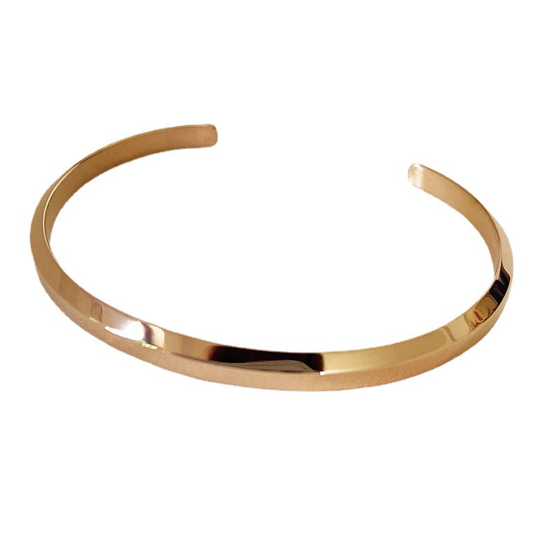 Wholesale C Shape Titanium Steel Rose Gold Open Bracelet