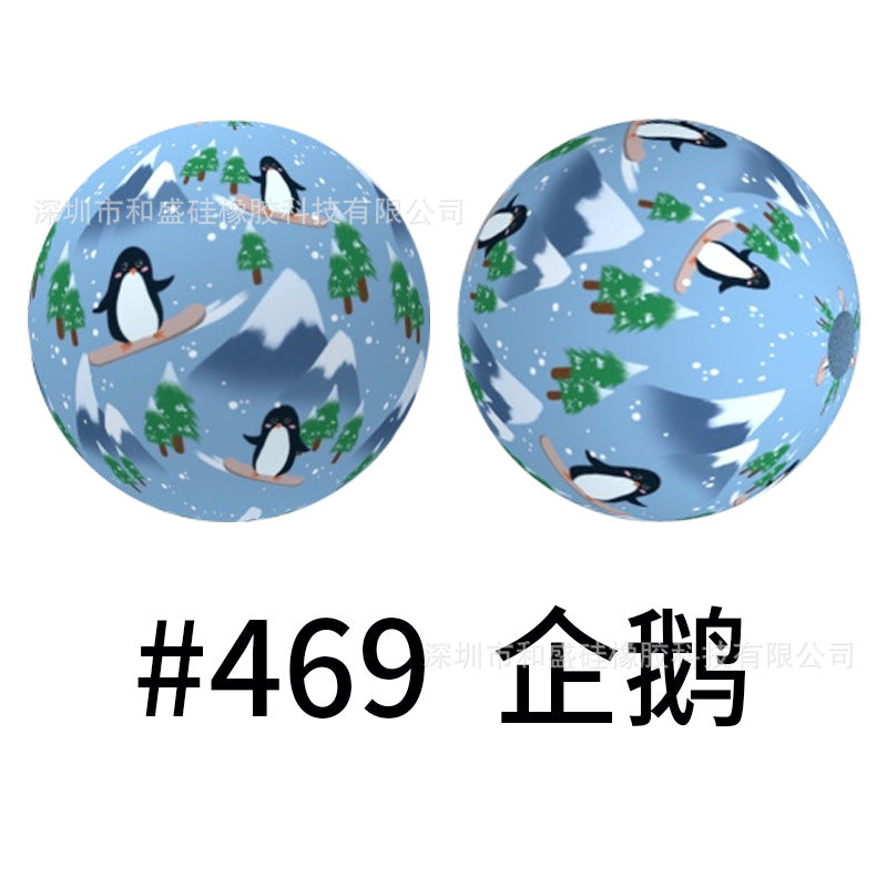 Wholesale 50pcs 16mm Colorful Silicone Water Transfer Beads Print Silicone Beads