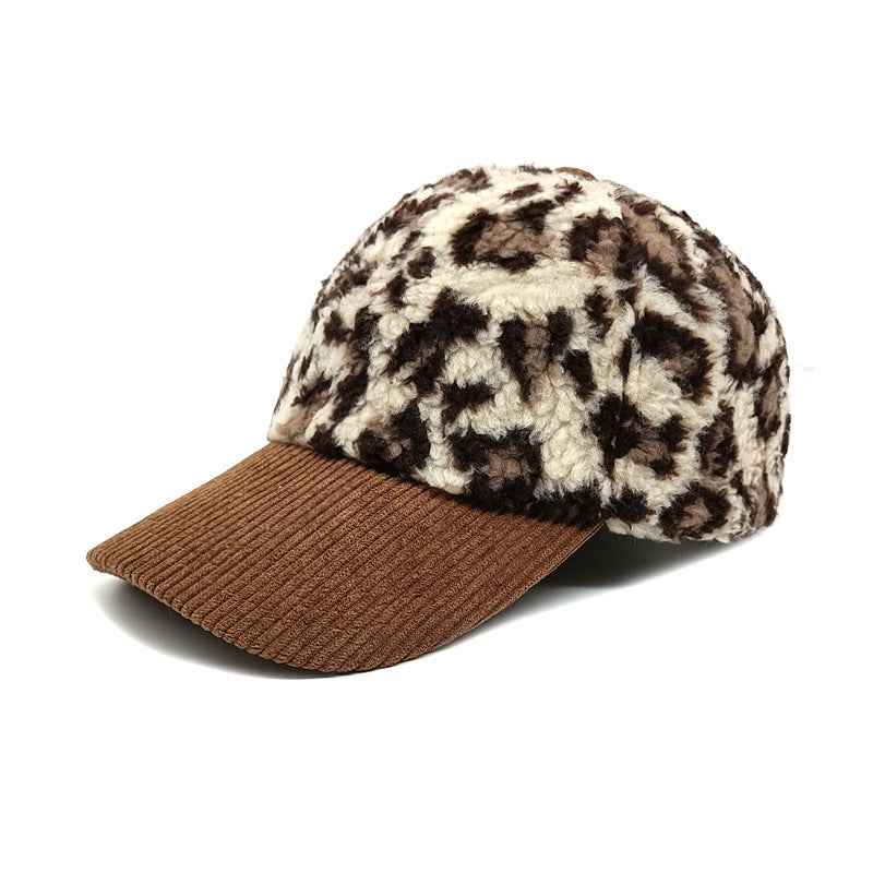 Wholesale Autumn and Winter Retro Color Matching Leopard Print Cold Warm Polyester Baseball Cap