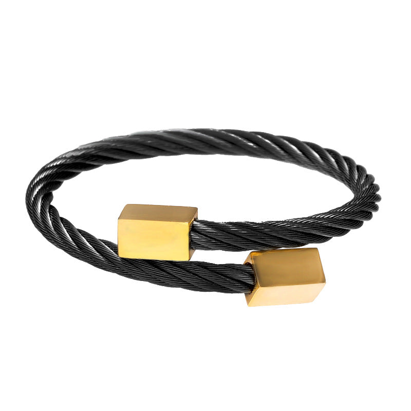 Retro personalized stainless steel wrapped geometric bracelet