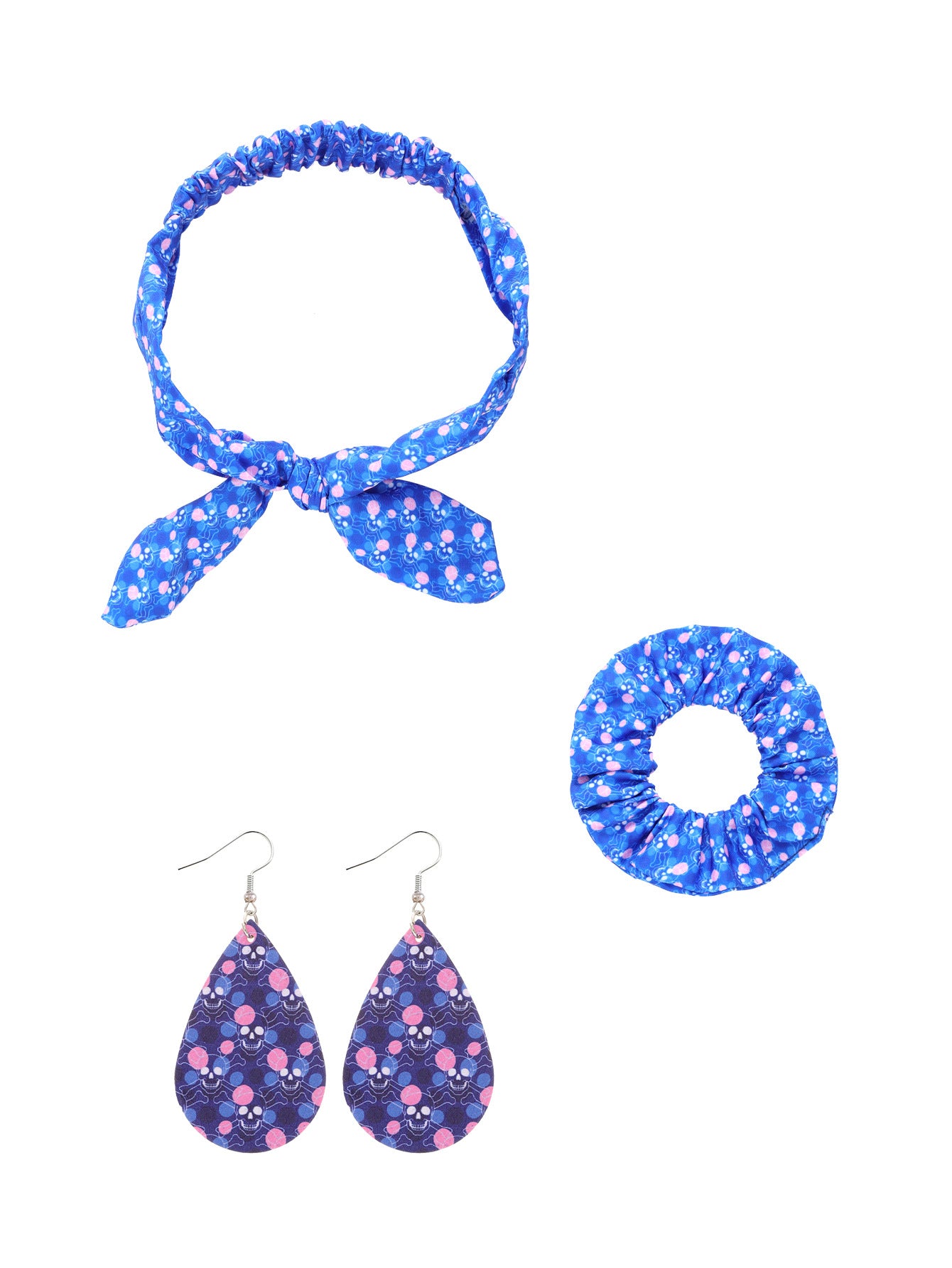 Wholesale New Sweet and Cute Polka Dot Print Bunny Headband Headband Hoop Earrings Three-piece Set