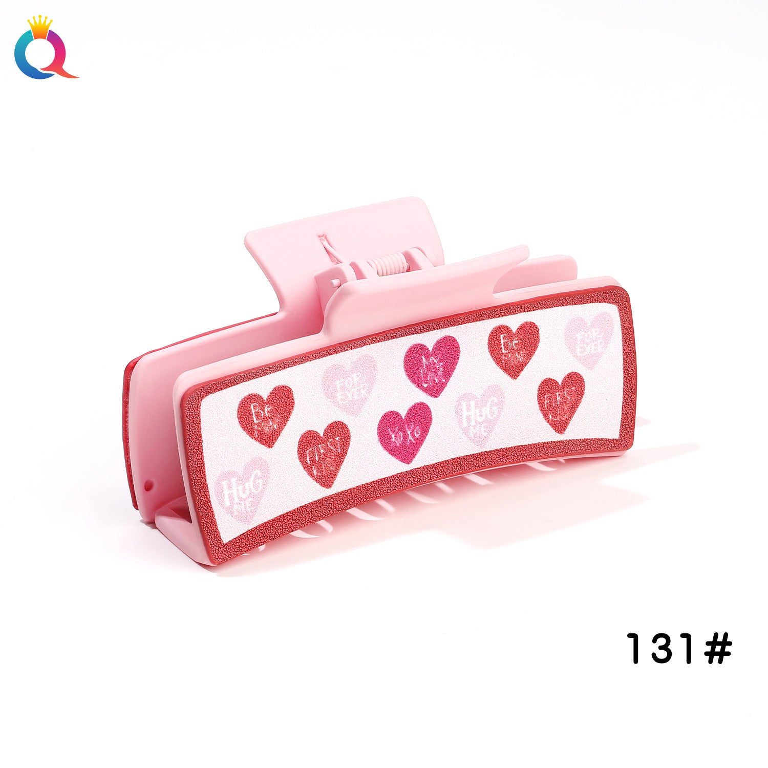 Wholesale Valentine's Day Pink Leather Hair Clips