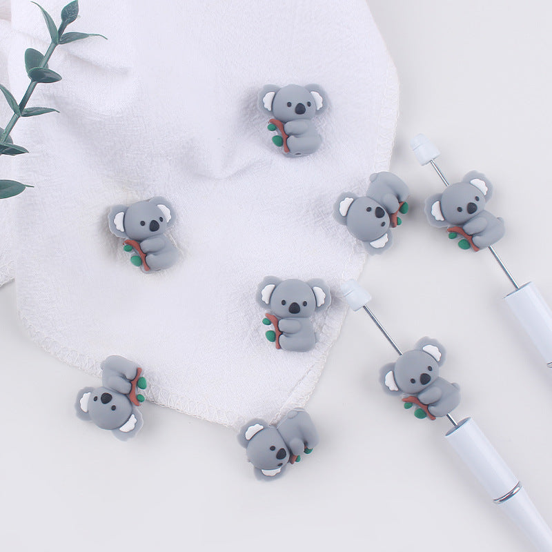 Wholesale 3pcs 3D New baby products cartoon animal koala small tooth glue creative DIY baby molars nipple anti-chain accessories