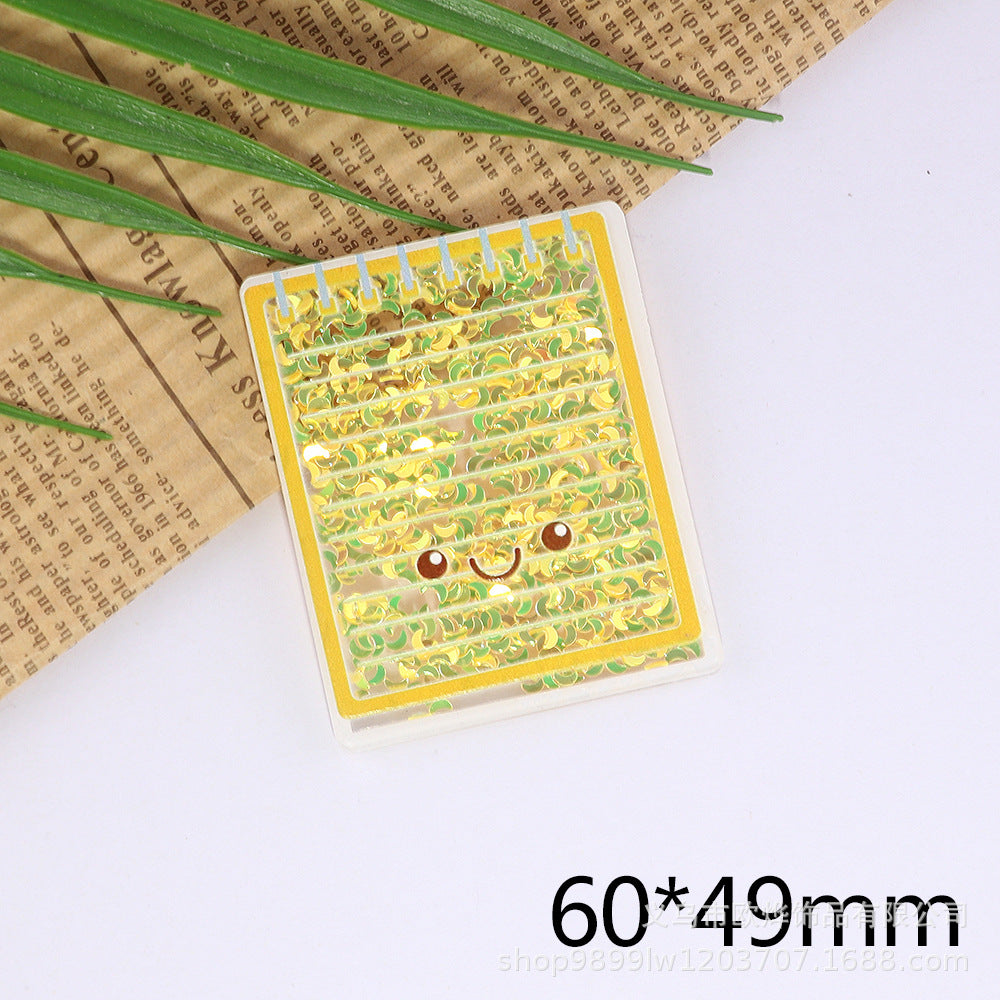 Wholesale 10pcs Quicksand Cartoon Cute Smiley Car Personalized Accessories Acrylic DIY Patches