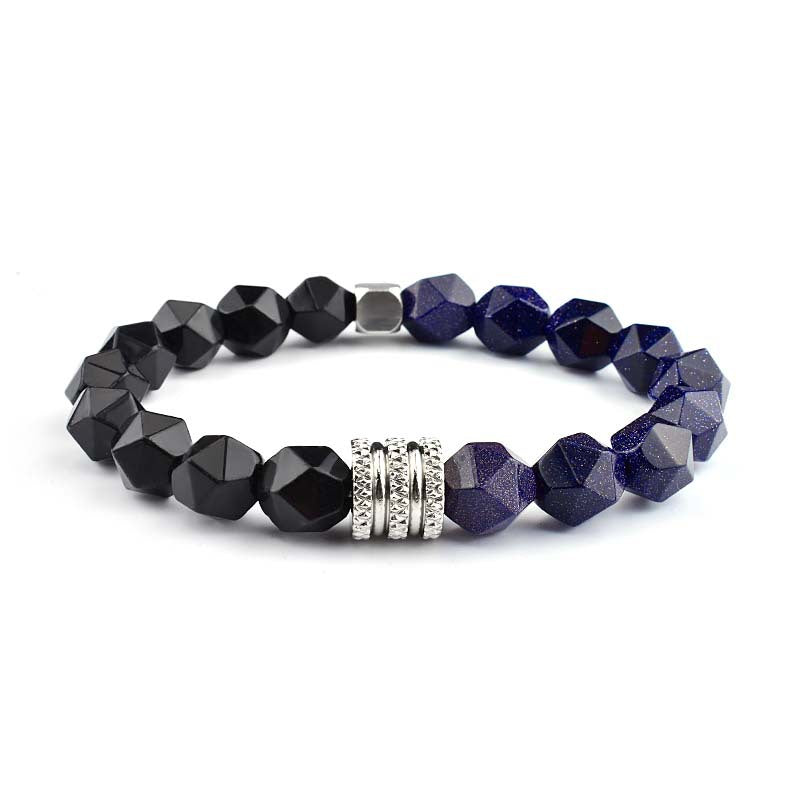 Wholesale Tiger Eye Agate 10mm Faceted Stone Stainless Steel Men's Bracelet