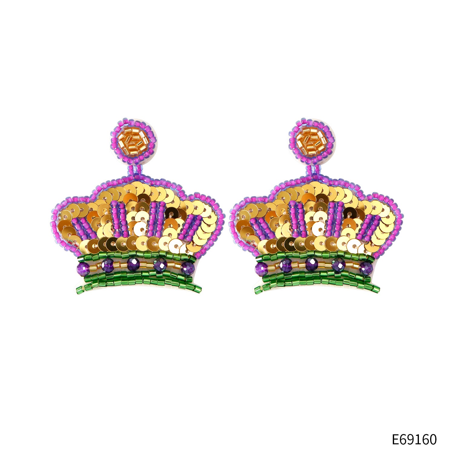 Wholesale Mardi Gras Beads Crown Earrings
