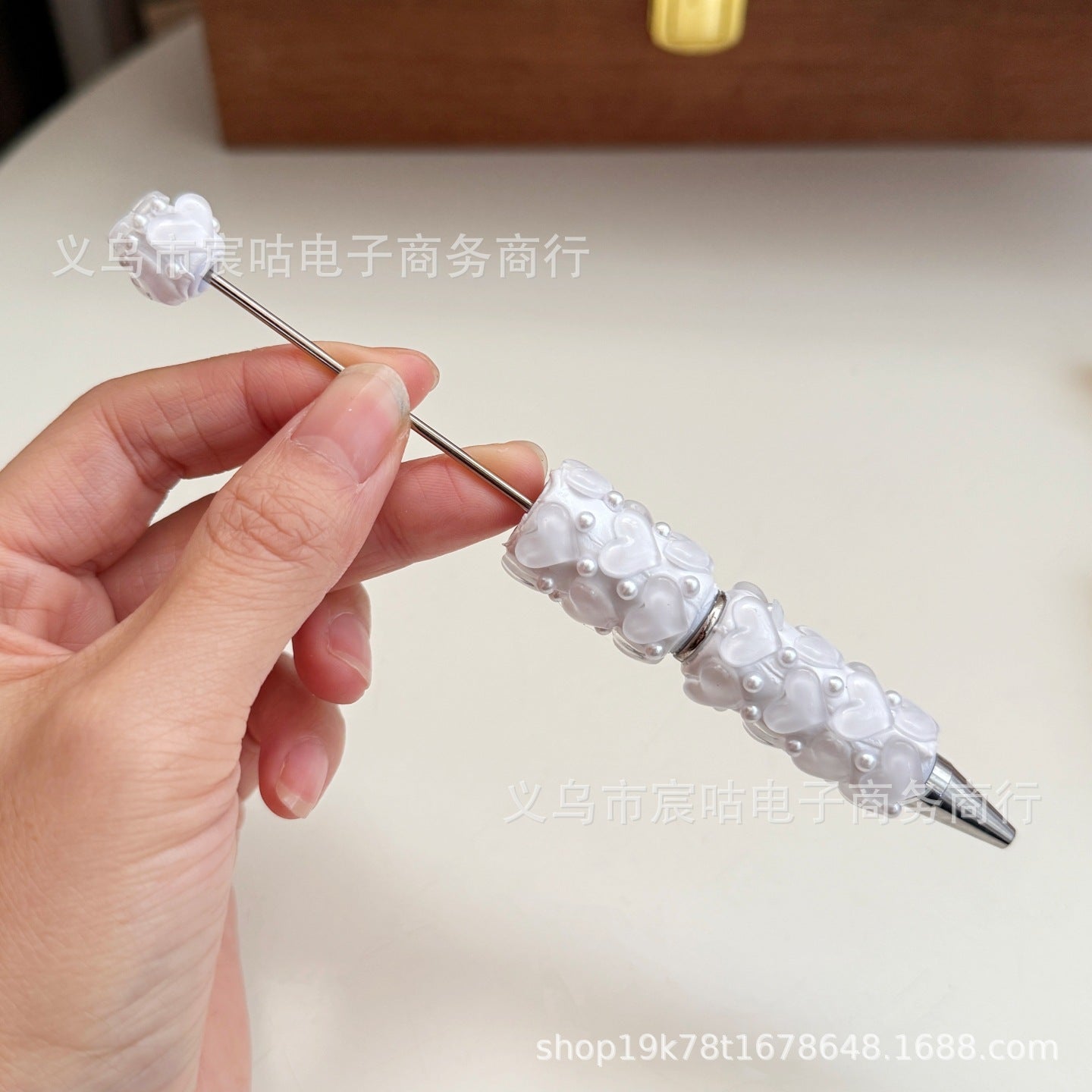 Wholesale 2pcs Heart-shaped Beaded Pen DIY Clay Beadable Pen