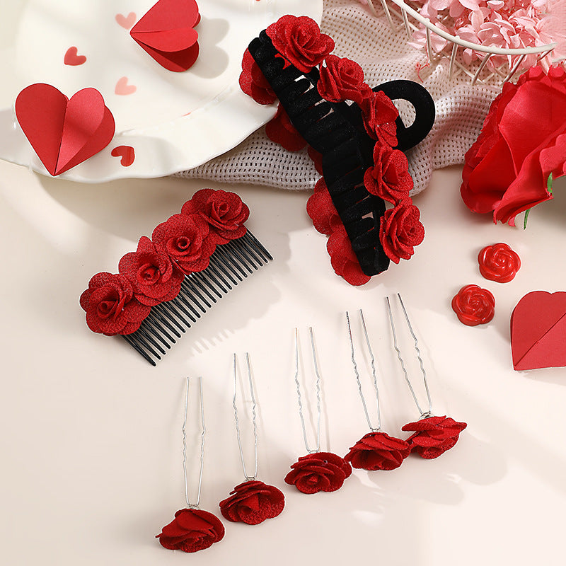 Wholesale red New Year festive hair accessories Bride headdress accessories Valentine's Day hair accessories Head Clip