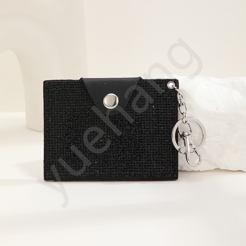 Wholesale Fashion Colorful Rhinestone Credit Card Holder Coin Purse Leopard Print Colorful Card Holder Leather Keychain