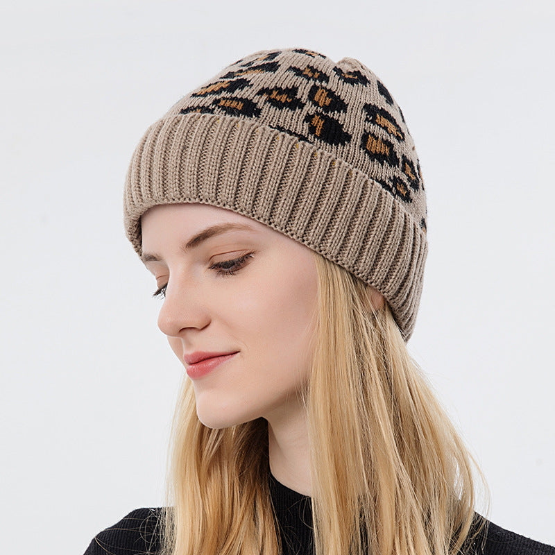 Wholesale  New Leopard Print Autumn/winter Knit Hat
