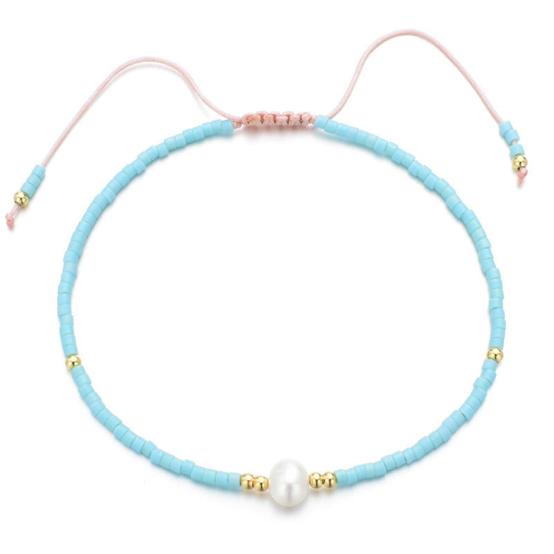 Wholesale Bohemian Glass Pearl Bracelet Handmade Woven Rope Ethnic Jewelry Fashion Accessory
