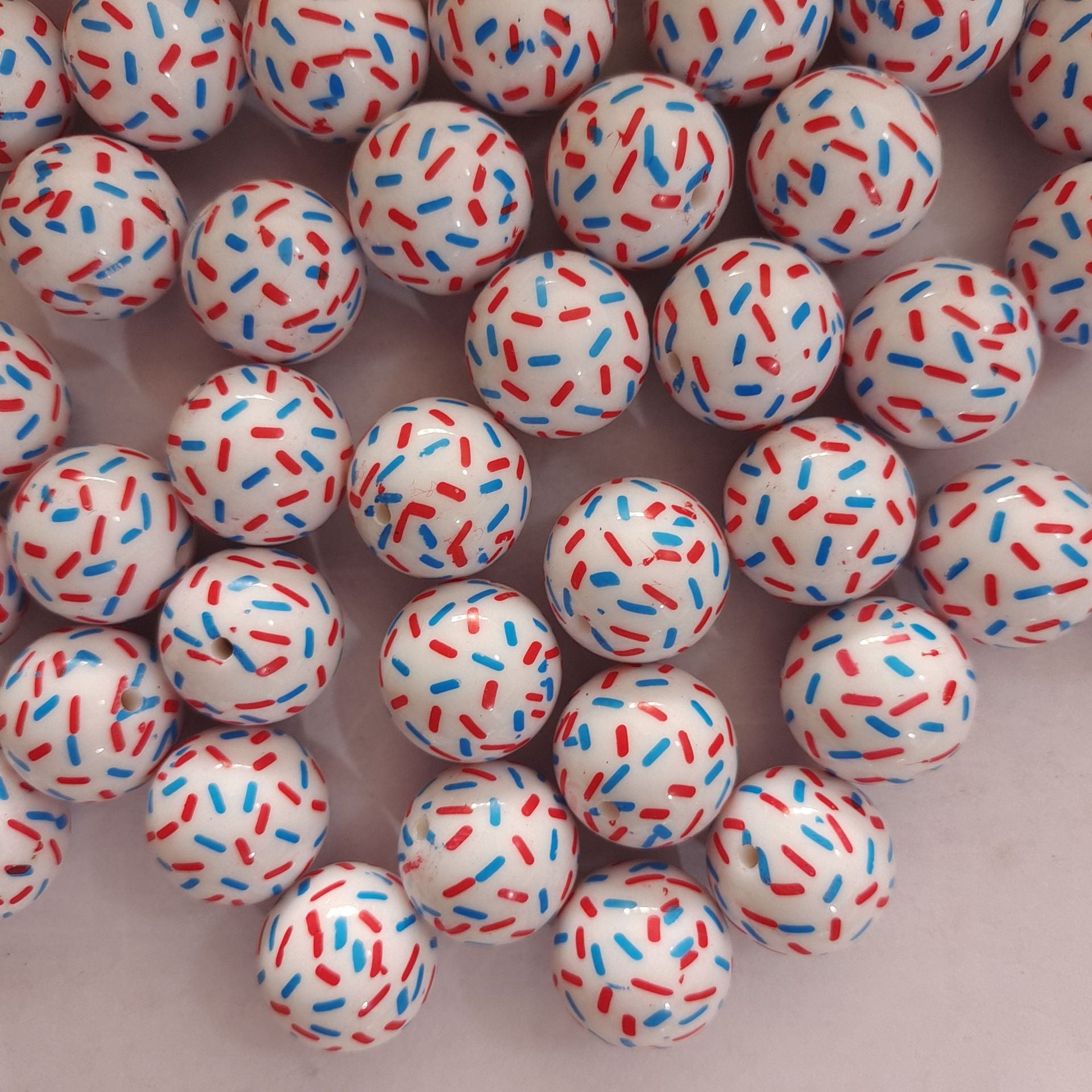 Wholesale 5PCS 20mm Acrylic Blue and White Double -colored Dot Beads