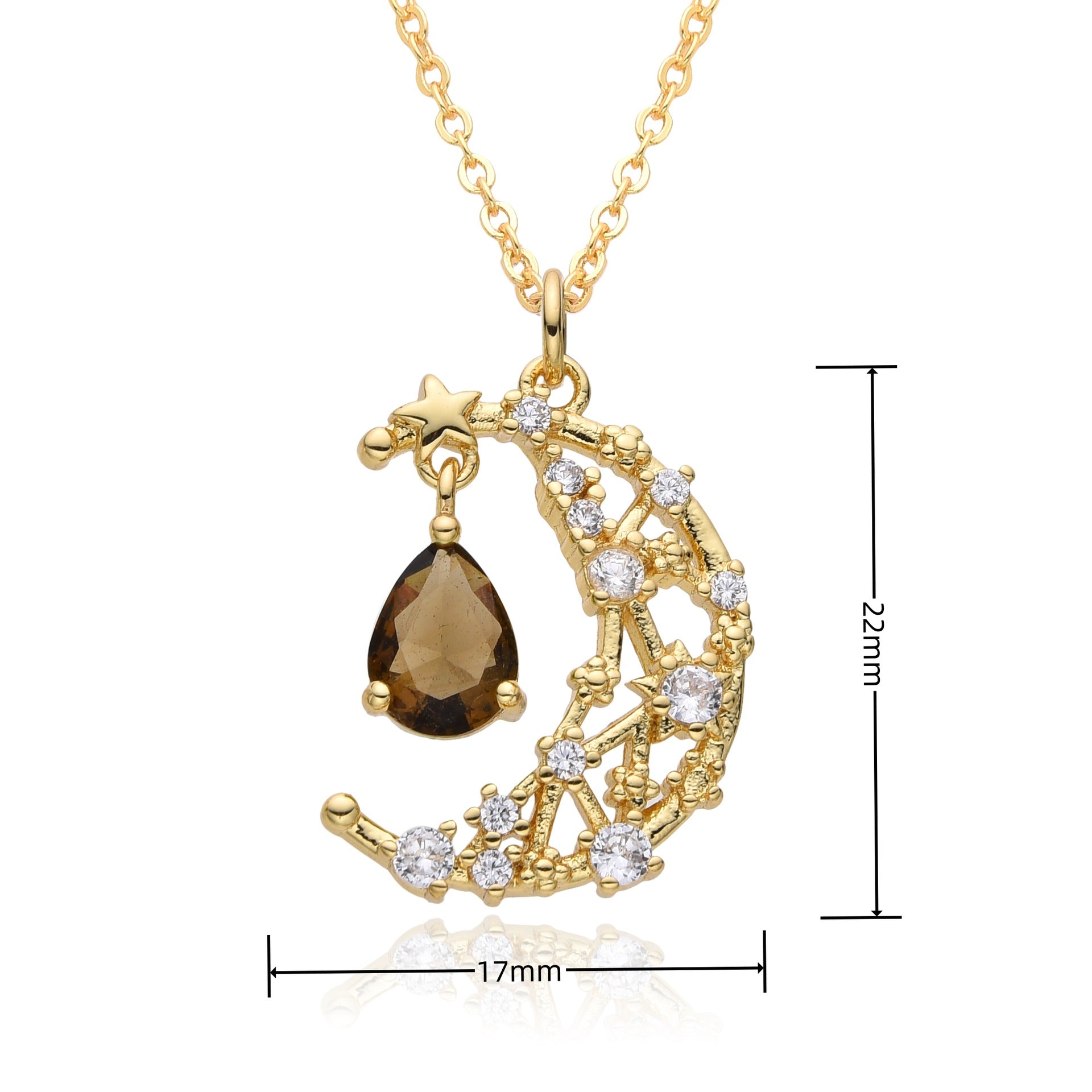 Wholesale Moon Micropaved Zirconia Necklace