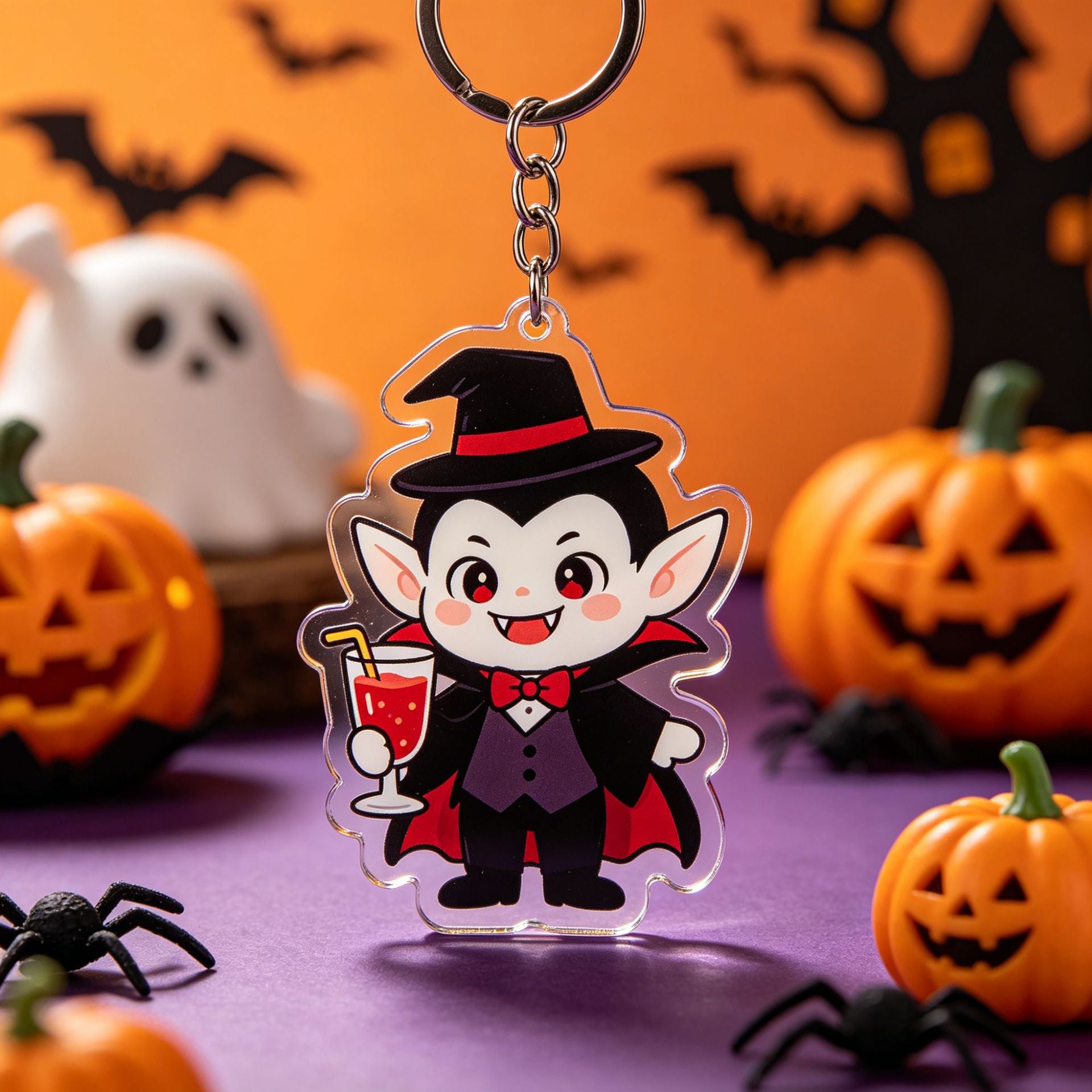 Wholesale  Mummy Cartoon Acrylic Keychain Cute Ghost Skeleton Pendant Bag Charm Car Key Accessory Gift For Boutique Resale