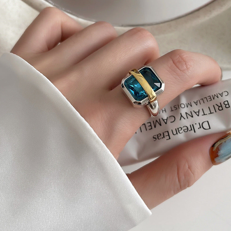 Wholesale design sense square sapphire vintage copper ring