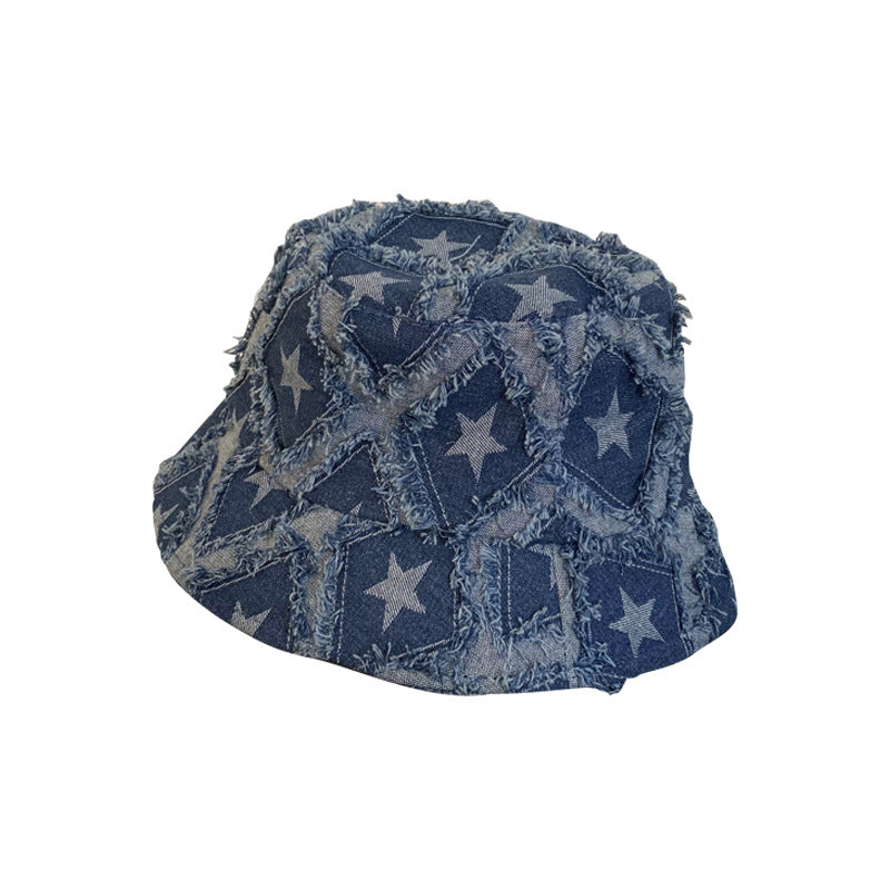 Wholesale Blue Star Denim Bucket Hat