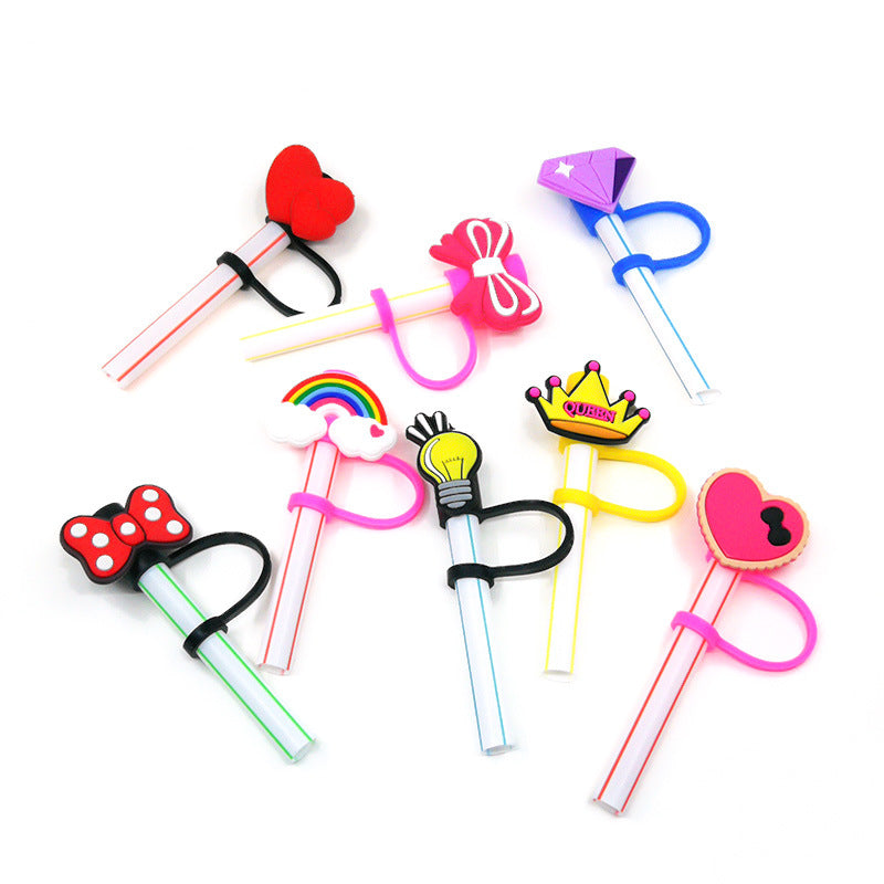 Wholesale 10PCS BOO Creative Logo Silicone Straw Tube Cap Straw Decoration
