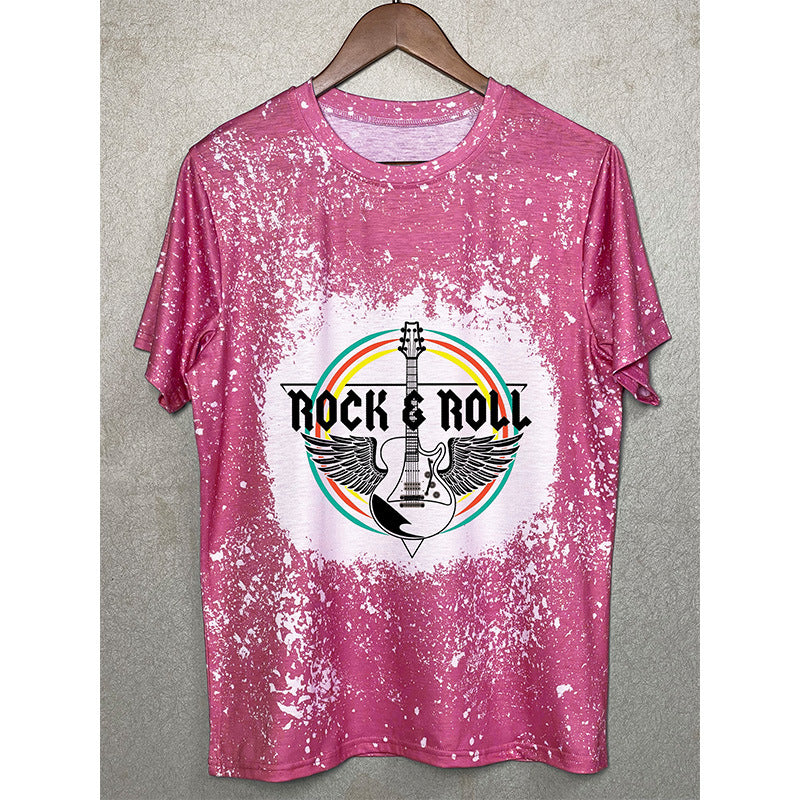Wholesale Polyester ROCK ROLL Print T-shirt