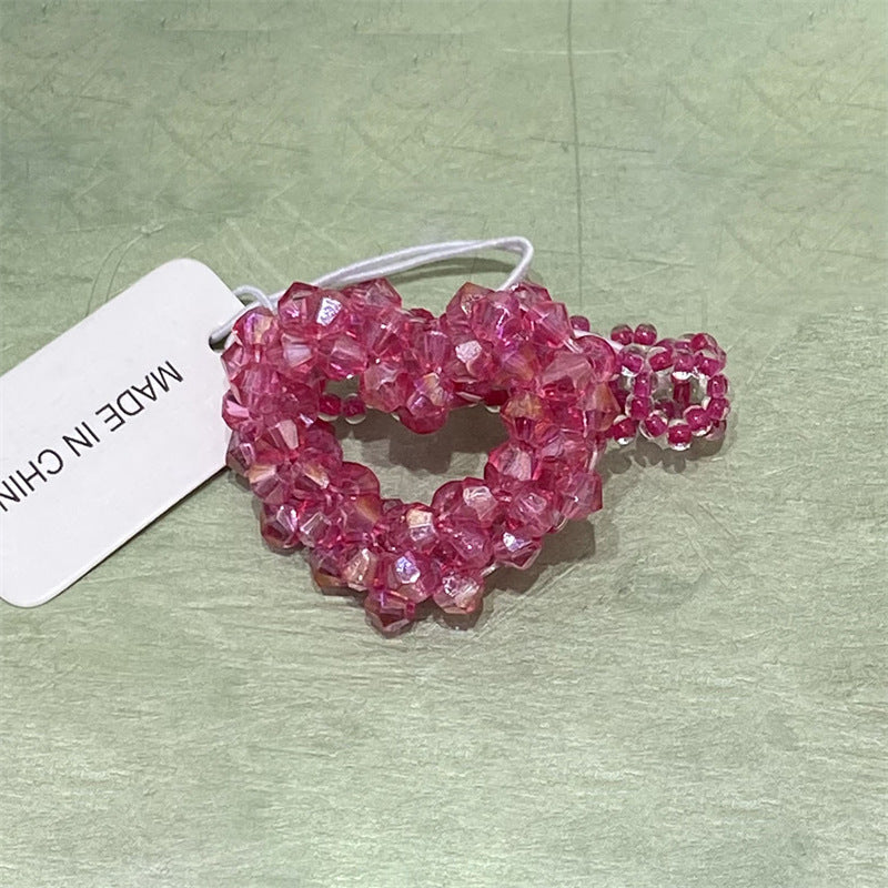 Wholesale New Microlite Beaded Fishing Line Heart Ring