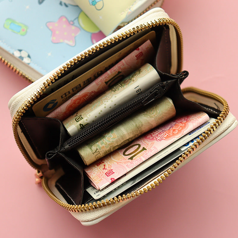 Wholesale  Short Zipper Cute Print Student Cartoon Cat Wallet