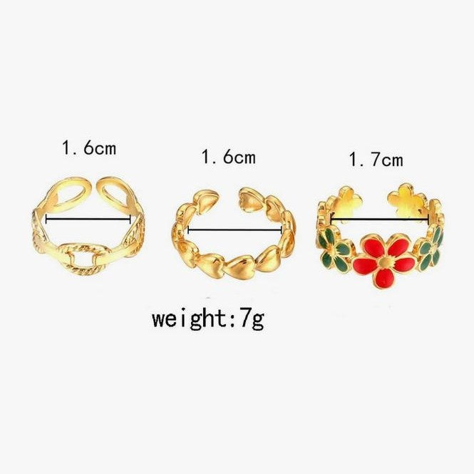 Wholesale Stainless steel enamel drip oil colored flower heart ring