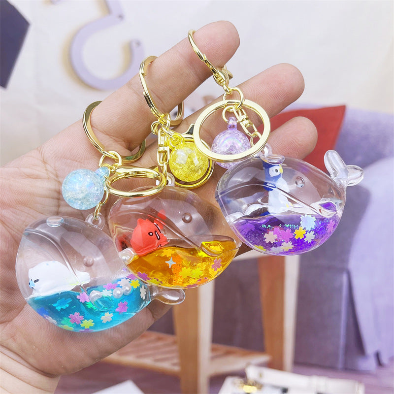 Wholesale Whale Floating Acrylic Liquid Keychain