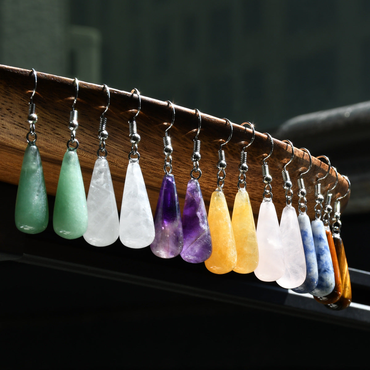 Wholesale  Water Drops Natural Stone Pendant Earrings
