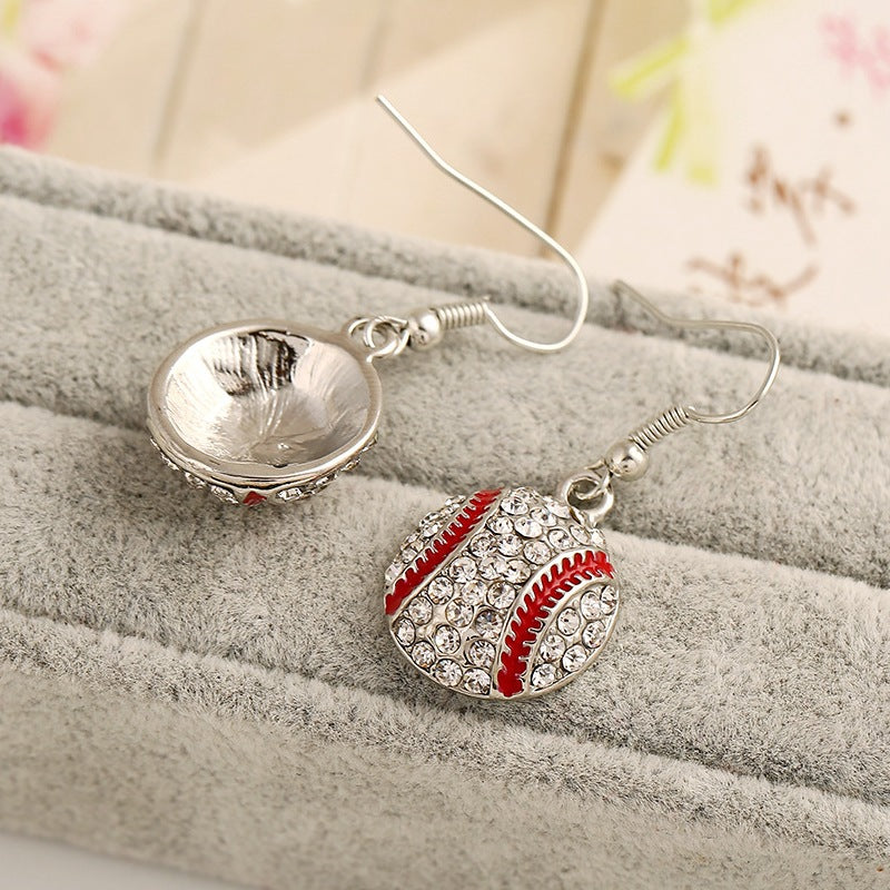Wholesale Fashion Classic Rhinestone Baseball Basketball Football Pendant Earrings
