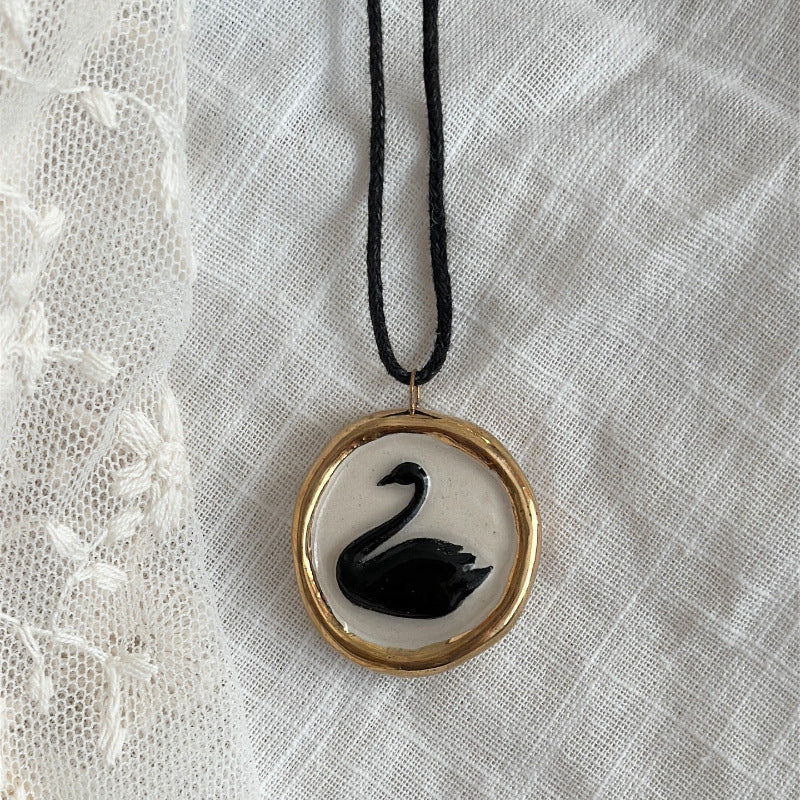 Wholesale rabbit flower print pendant stainless steel necklace