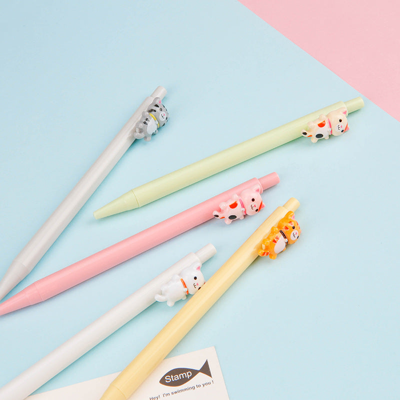 Wholesale Animal PVC Soft Plastic Macaron Kitten Ball Point Pen