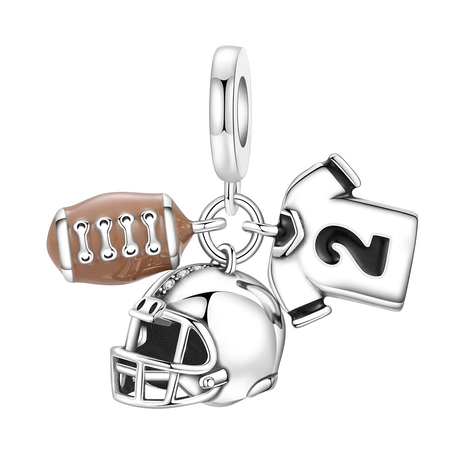 Wholesale Music Sports Series Football Guitar Silver Plated Charms