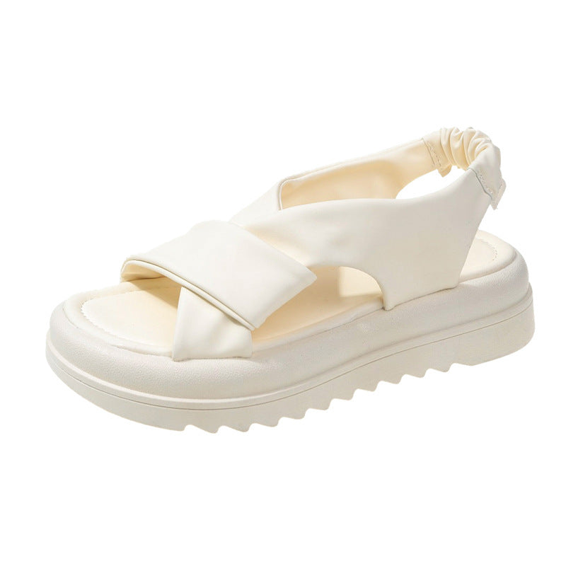 Wholesale PU Cross Strap Platform Sandals