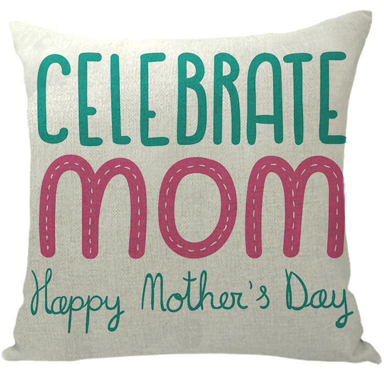 Wholesale Sofa Cushion Home Mother's Day Hug Linen Letter Print Pillowcase