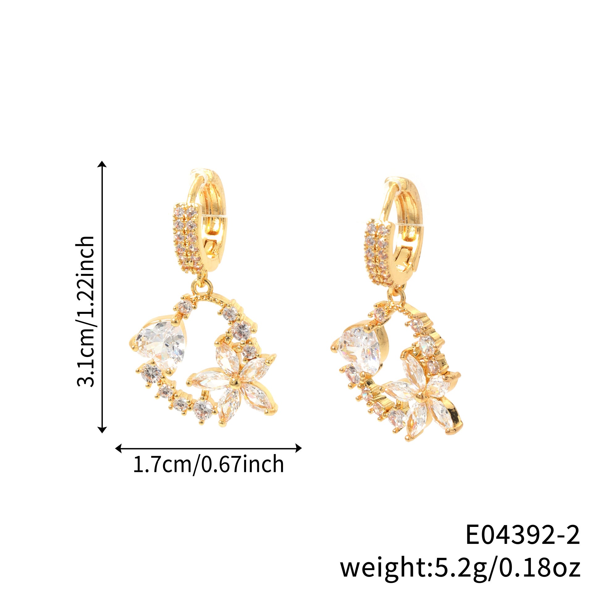 Wholesale  Flower Leaf Heart Pendant Earrings Valentine' s Day Birthday Gift