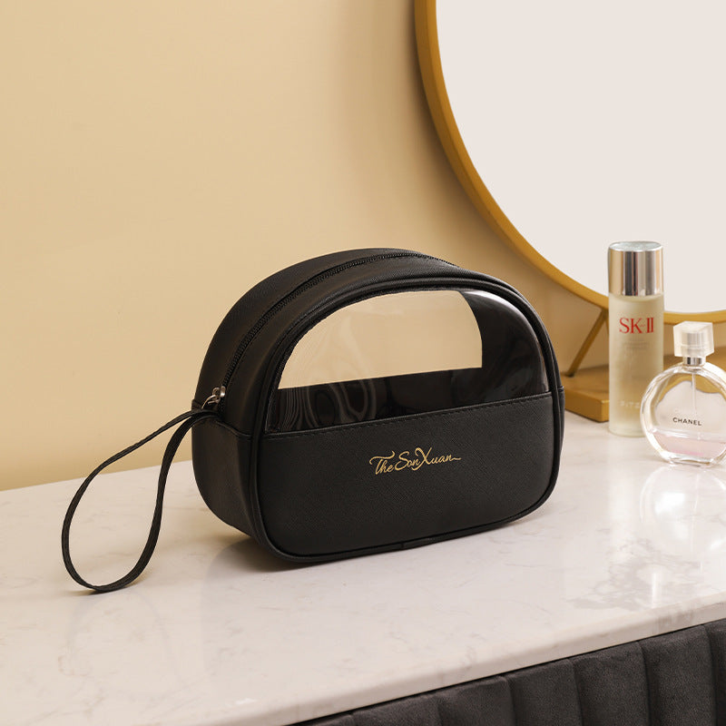 Wholesale PU Semi-circle Waterproof Cosmetic Bag Portable Storage Bag