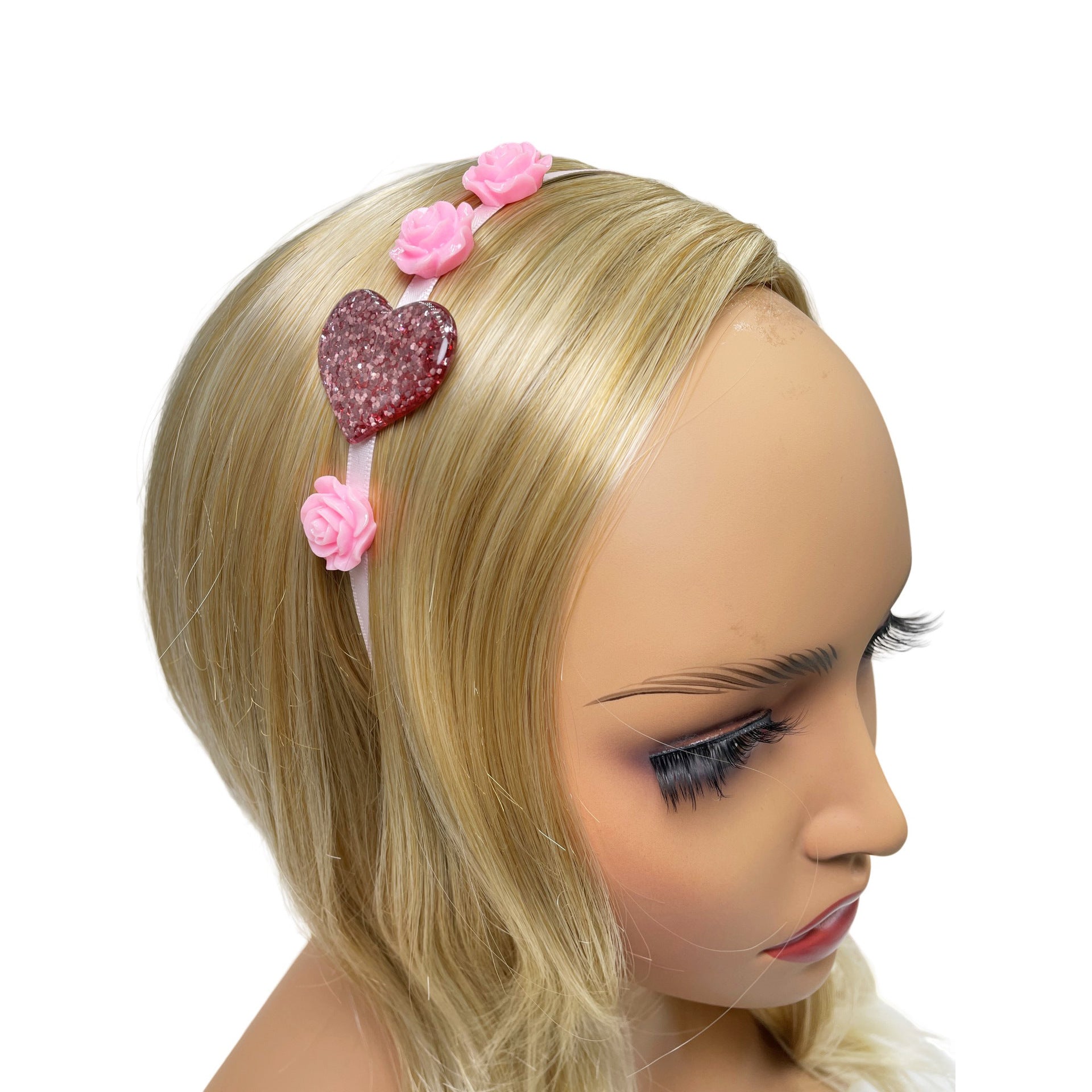 Wholesale Resin Valentine's Day love pink five-pointed star dress headband headdress set