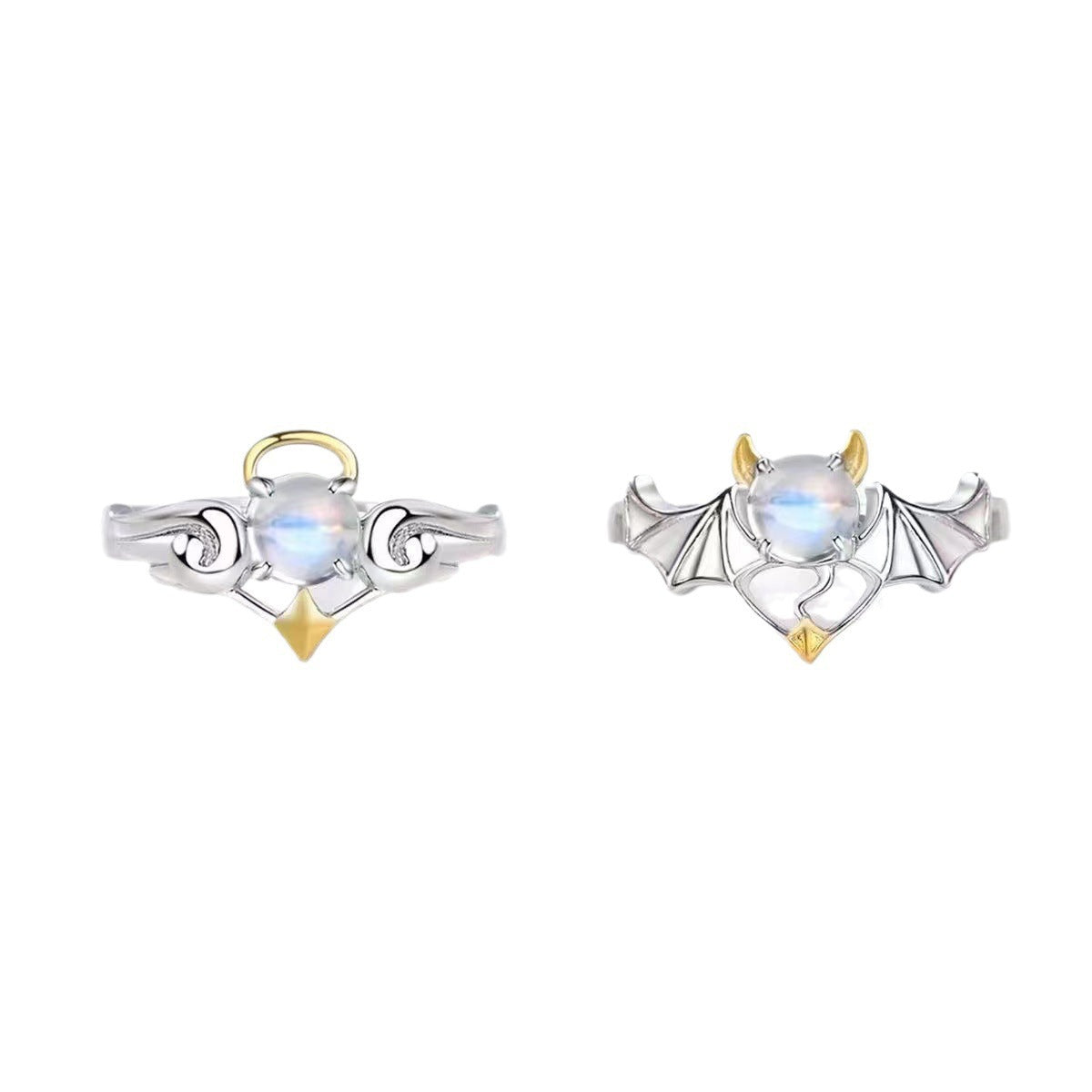 Wholesale Angel and Demon Couple Open Adjustable Ring
