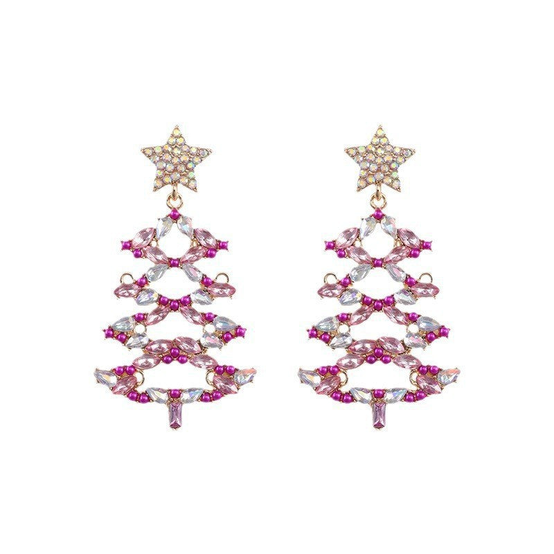 Wholesale Cute cartoon beaded  Christmas tree earrings