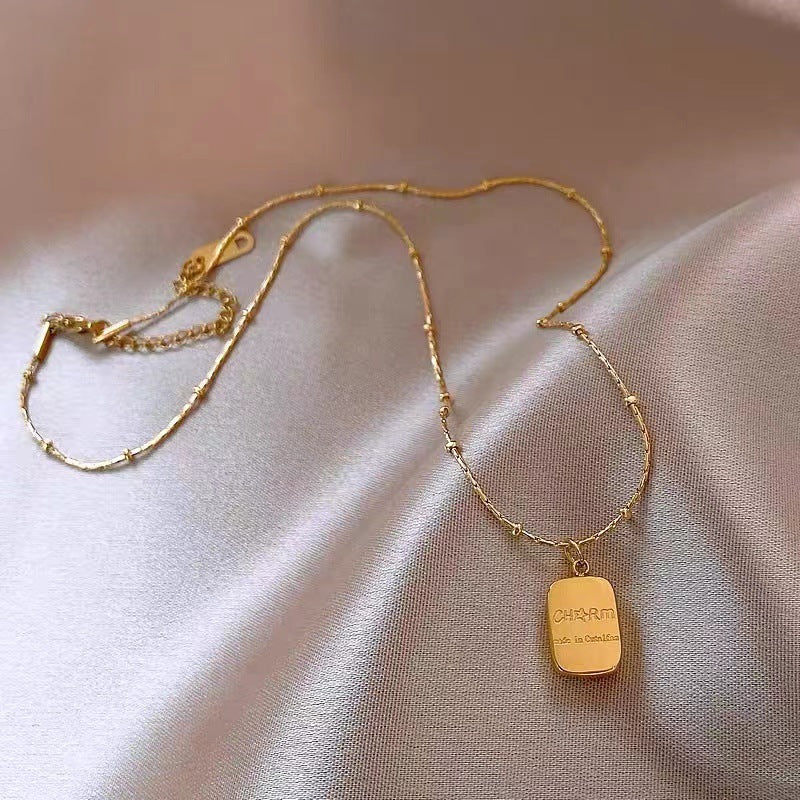 Wholesale Gold Brick Titanium Steel Clavicle Necklace