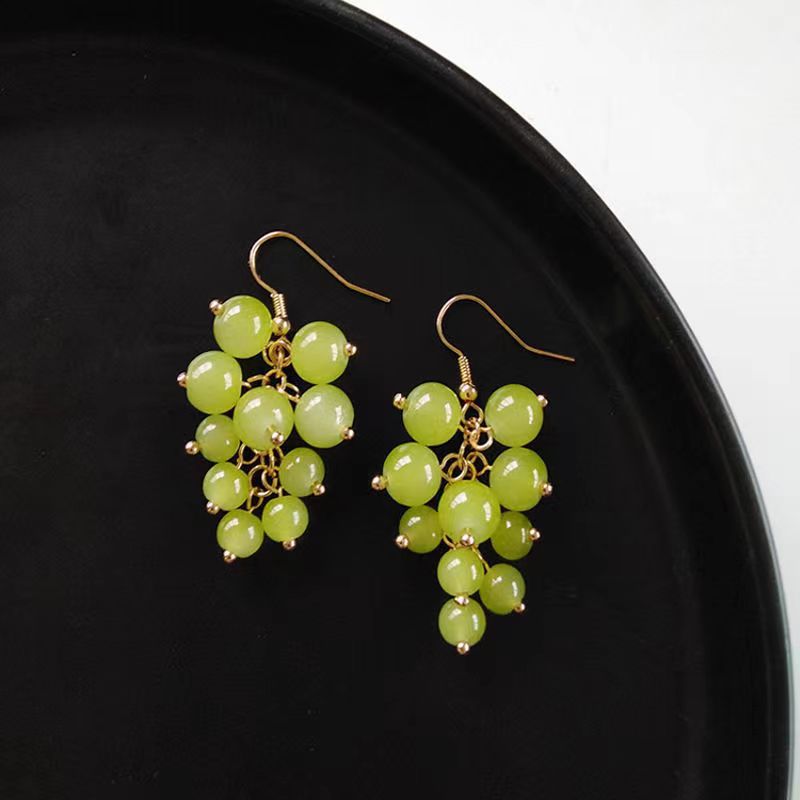 Wholesale Super cute and watery green grape earrings
