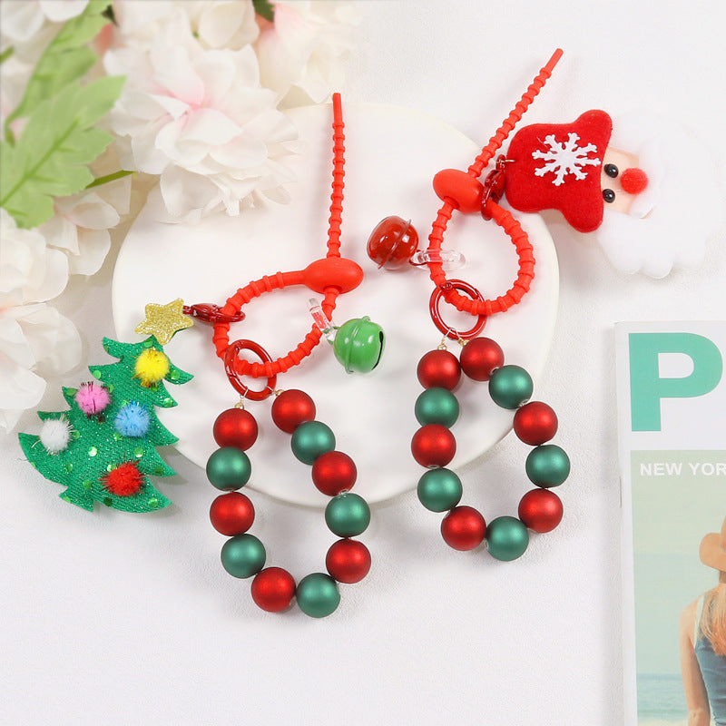 Wholesale Christmas Round Bead Keychain