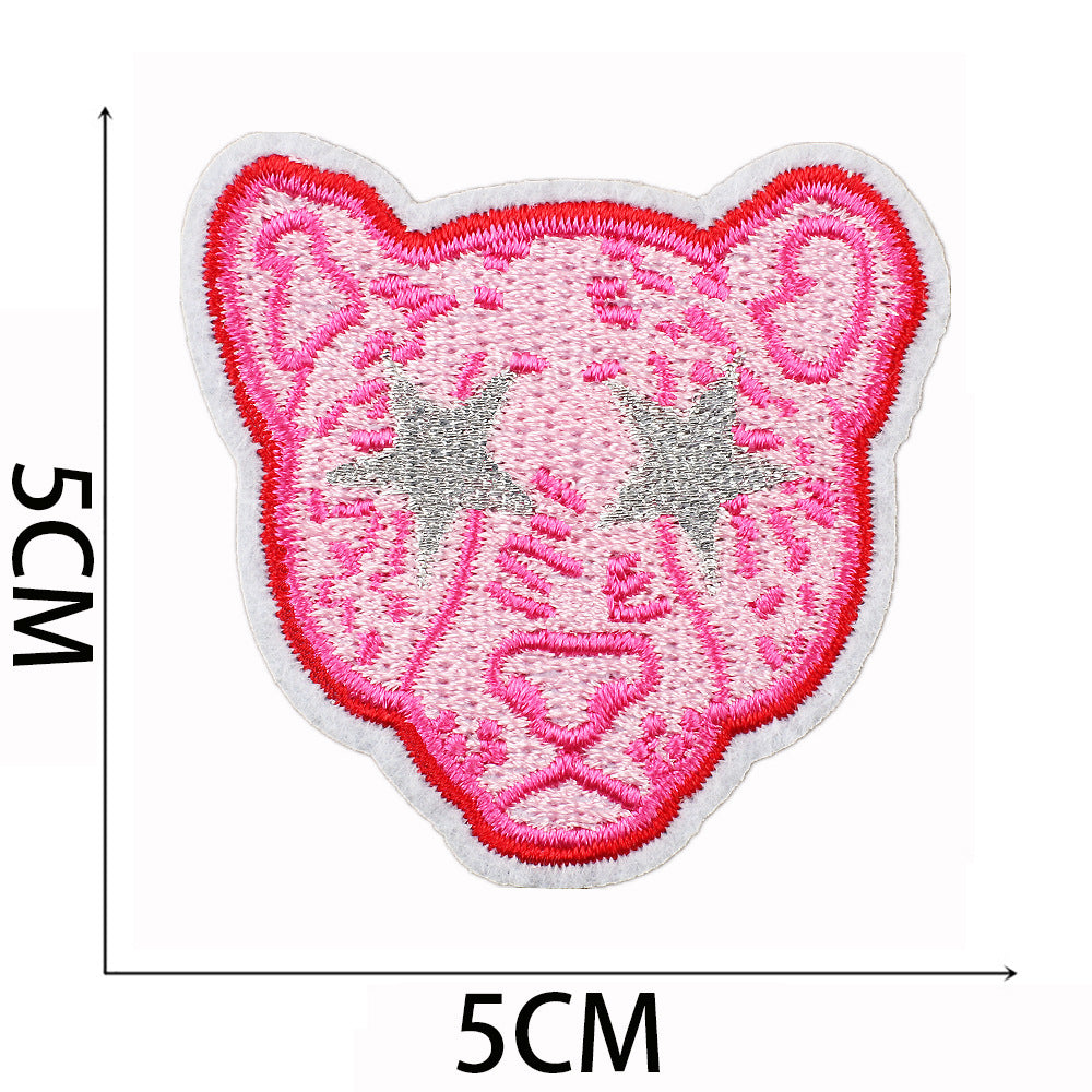 Wholesale Valentine's Day Pink Cheetah Rainbow Smile Embroidery DIY Patches
