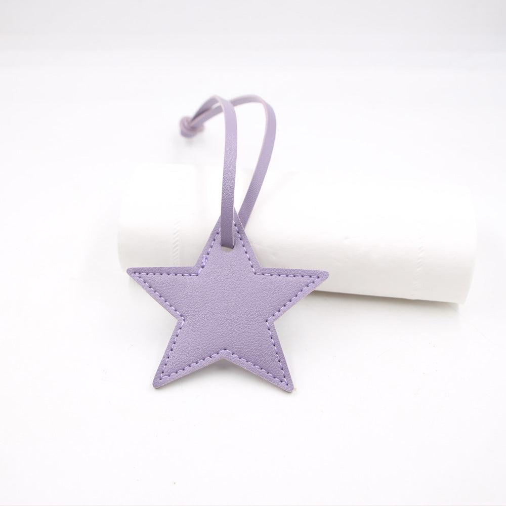 Wholesale Black PU Leather Star Bag Charm Five Point Star Pendant Lanyard Everyday Decorative Accessory For Handbags Boutique Resale