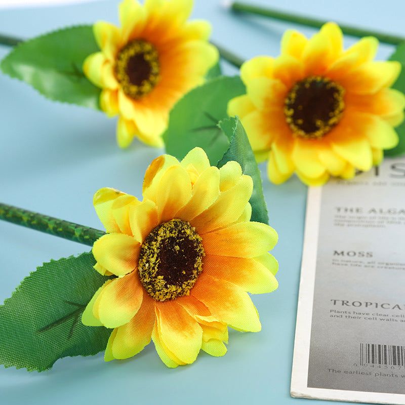 Wholesale  handmade silk cloth flower sunflower  laser rod ballpoint pen batch