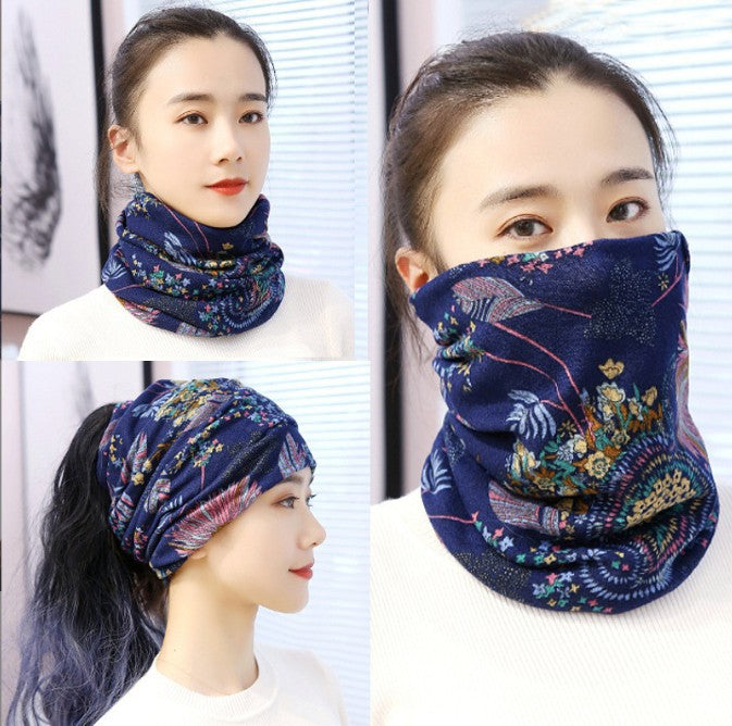 Wholesale Autumn and Winter Imitation Cashmere Double Layer Scarf Multifunctional Pullover Neck Protection Hat
