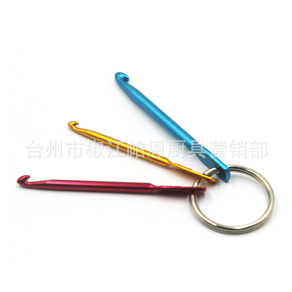 Wholesale 100pcs Aluminum Oxide Metal Single Head Braided Key Ring Portable Crochet Hook