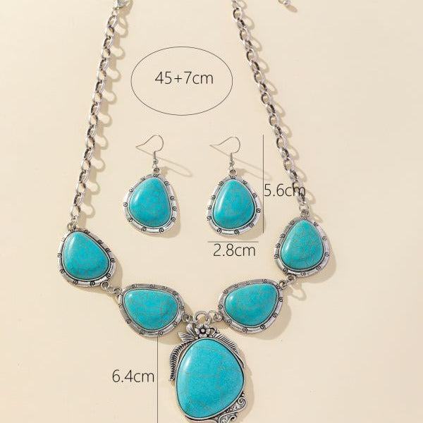 Wholesale Western style exaggerated retro alien earrings turquoise earrings necklace