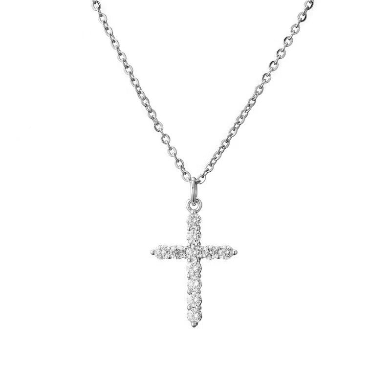 Wholesale Men's necklace with zircon cross pendant