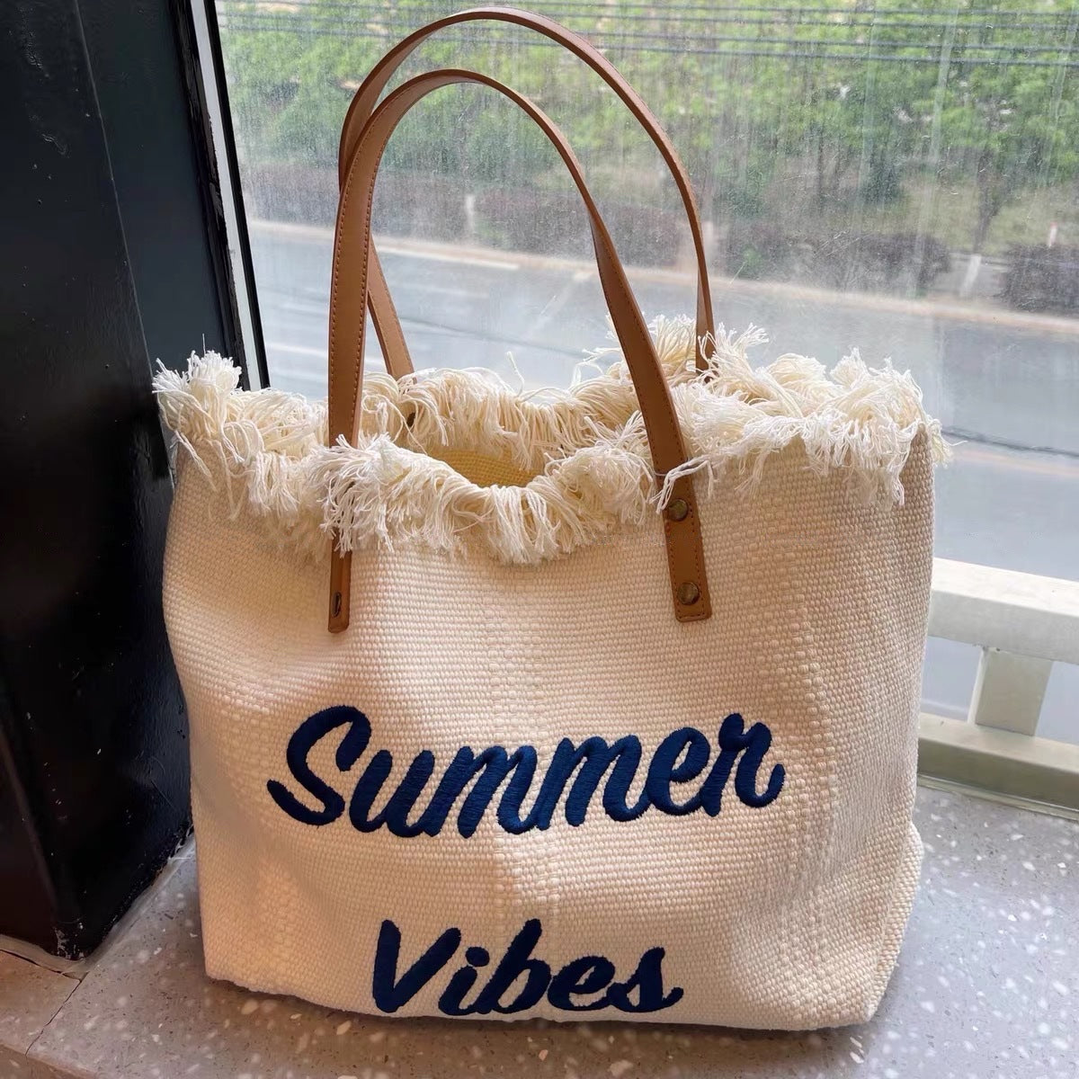 Wholesale Large Capacity Canvas Bag Embroidered Letters Tote Bag Handbag Shoulder Bag
