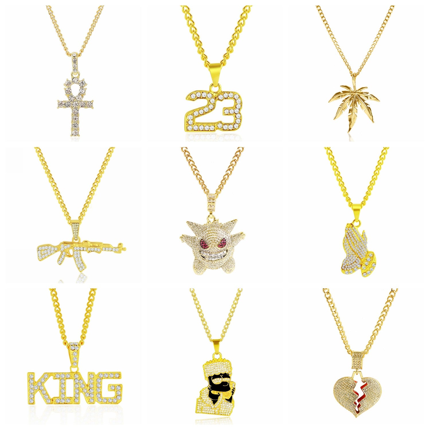 Wholesale Punk Men Hip Hop Full Diamond Necklace